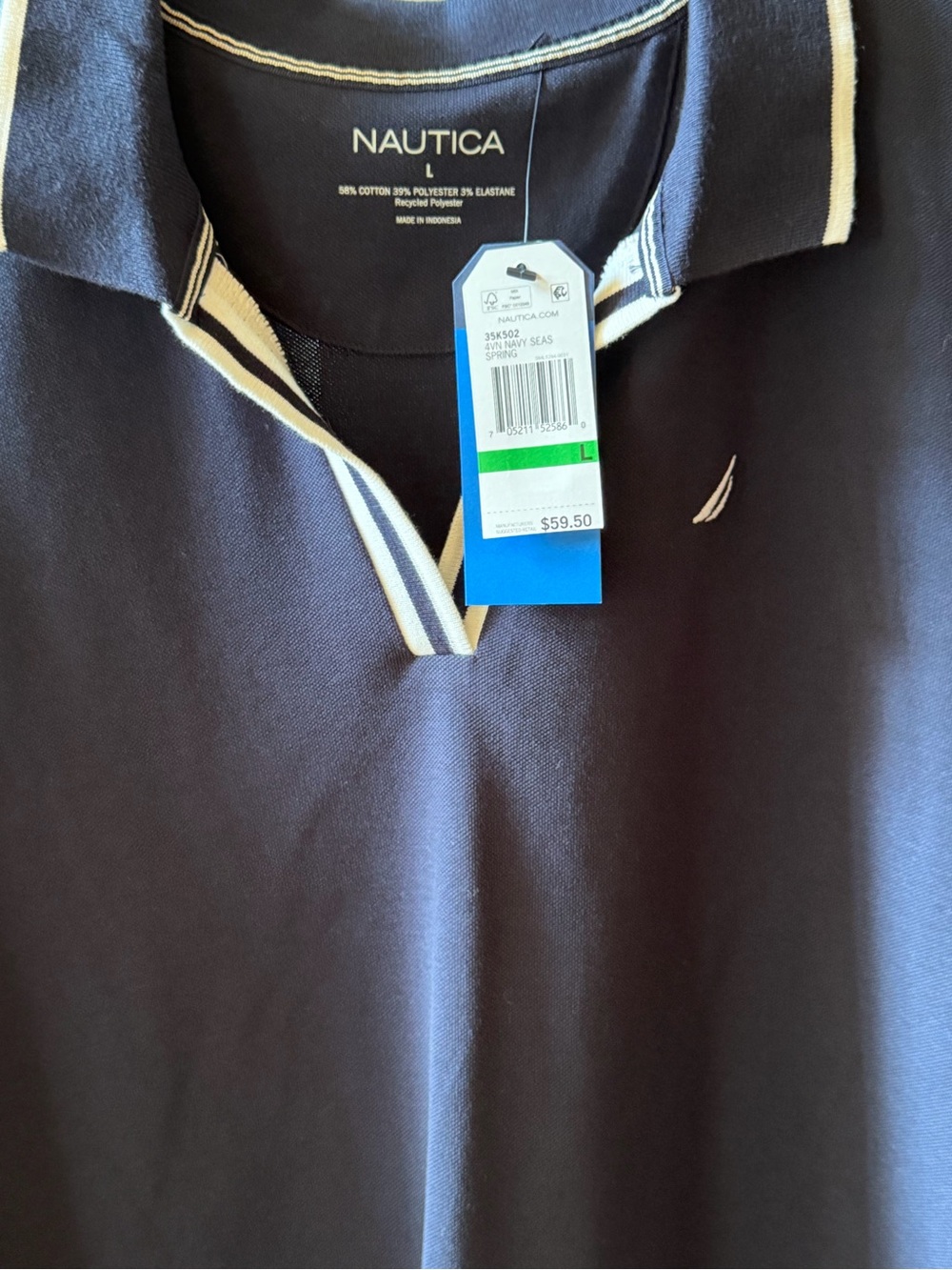 Nautica Navy Polo with White Trim - Picture 4 of 4